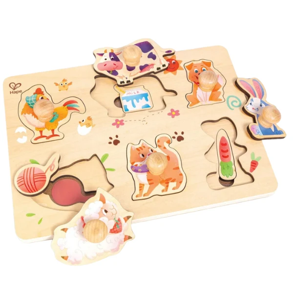 Puzzle "deșteptel" curtea fermierului, 13 piese cu mânere 2