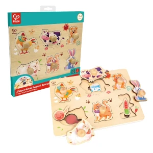 Puzzle "deșteptel" curtea fermierului, 13 piese cu mânere