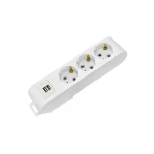 Bloc priză cu împământare 3 prize + 2 usb fără cablu 16 a horoz
