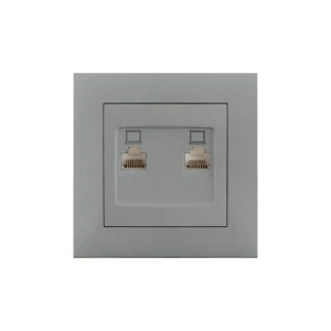 Розетка компьютерная двойная rosa 10 a титановый elmos