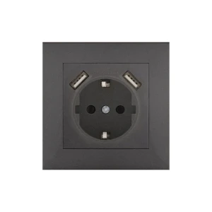 Унитарная розетка с заземлением + 2 usb rosa 16 a 220 - 240 в антрацит elmos