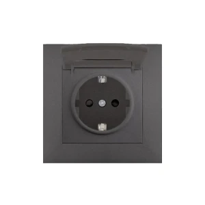 Розетка с заземлением и крышкой rosa 16 a 220 - 240 в антрацит elmos
