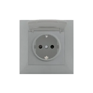 Розетка с заземлением и крышкой rosa 16 a 220 - 240 в титановый elmos