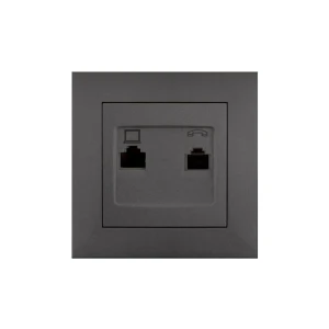 Двойная розетка rj45+rj11 rosa 10 a антрацит elmos