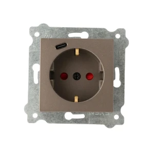 Розетка + usb type c karell 16 a 220 - 240 в мокко exen elektrik