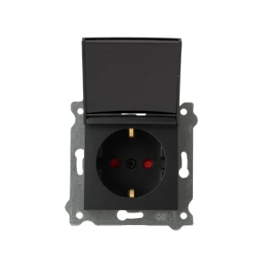 Розетка с защитой и с крышкой karell 16 a 250 в чёрный exen elektrik