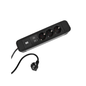 Prelungitor cu împământare 3 + 2 usb a/c 2 m 16 a bachmann