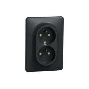 Priză dublă cu obturator și pin sedna new 16 a 220 - 240 v antracit schneider-electric