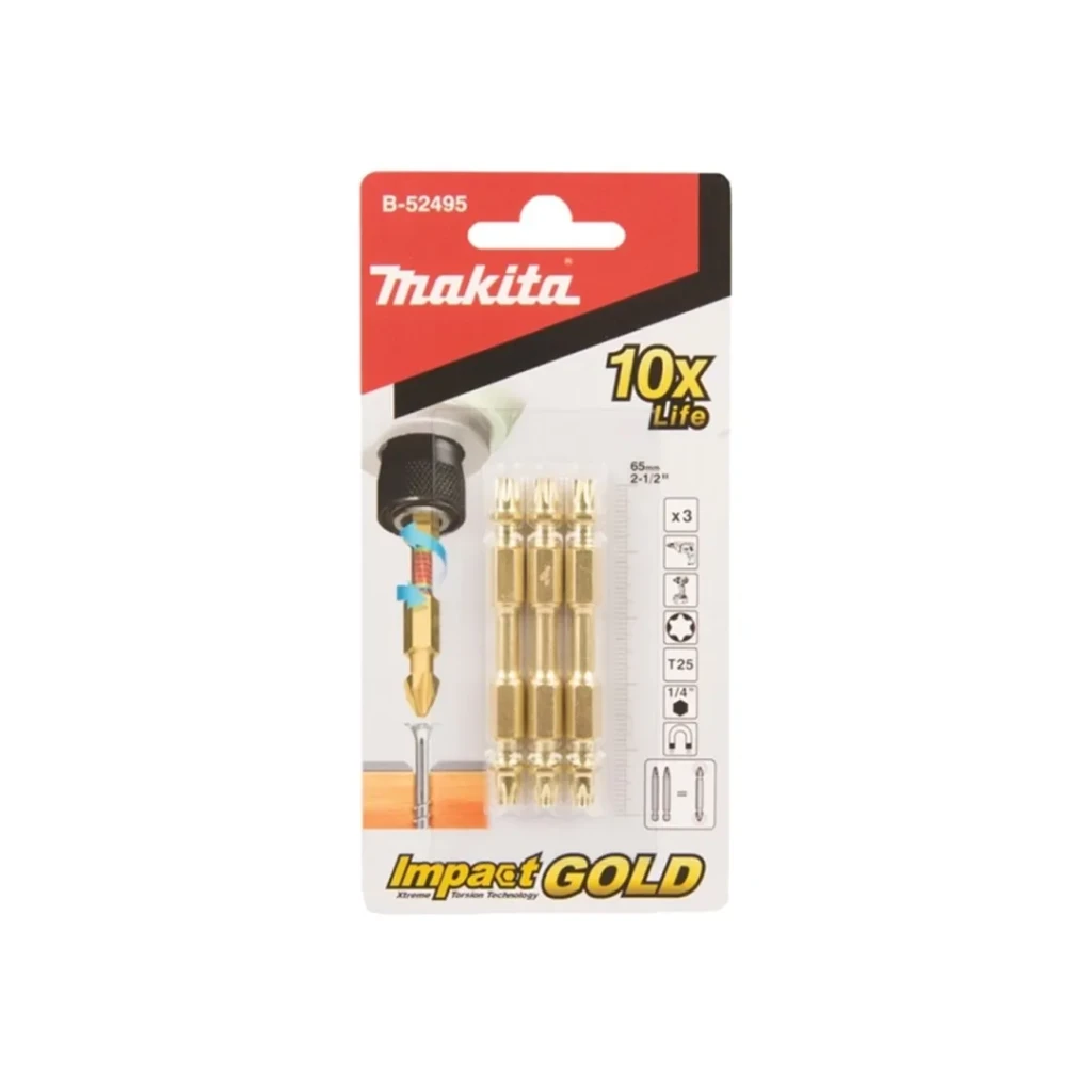 Набор двухсторонних бит 3 шт. impact gold t25 1/4" 65 мм makita 2