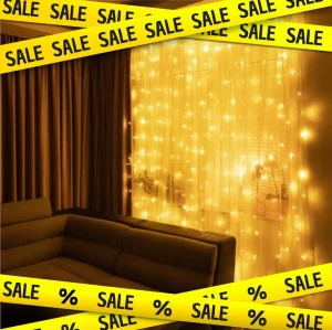 GHIRLANDA PERDEA LUMINA CALDA FIR SUBTIRE DE CUPRU 3x3m