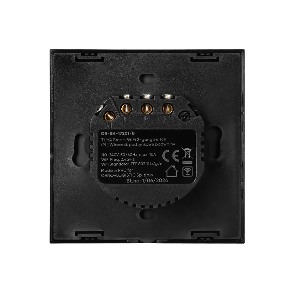 Умный двойной выключатель tuya 10 a 220 - 240 в чёрный orno 3
