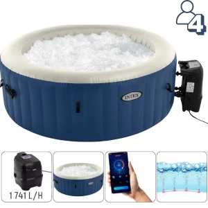 INTEX Надувной СПА джакузи “PureSpa Bubble Blue” 180х66см, 677Л, 4-х местный