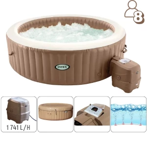 INTEX Надувной СПА джакузи “Sahara Tan Round Bubble Spa” 236х71см, 1339Л, 8-и местный