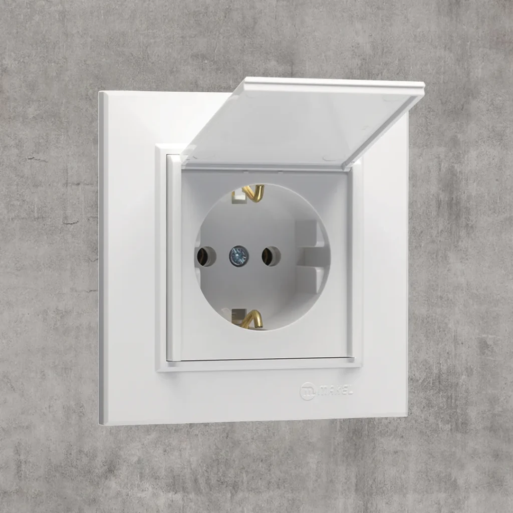Priză euro cu capac karea 16 a 220 - 240 v alb makel 2