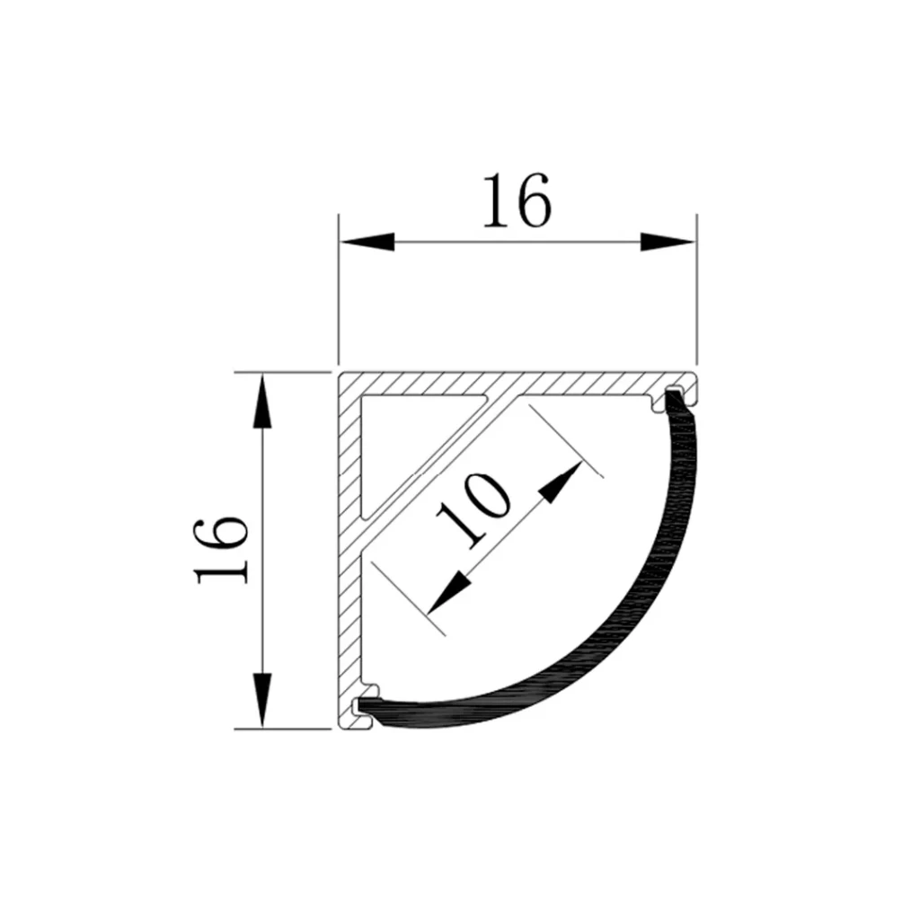 Profil din aluminiu cu dispersor 16 x 16 x 3000 mm elmos 2