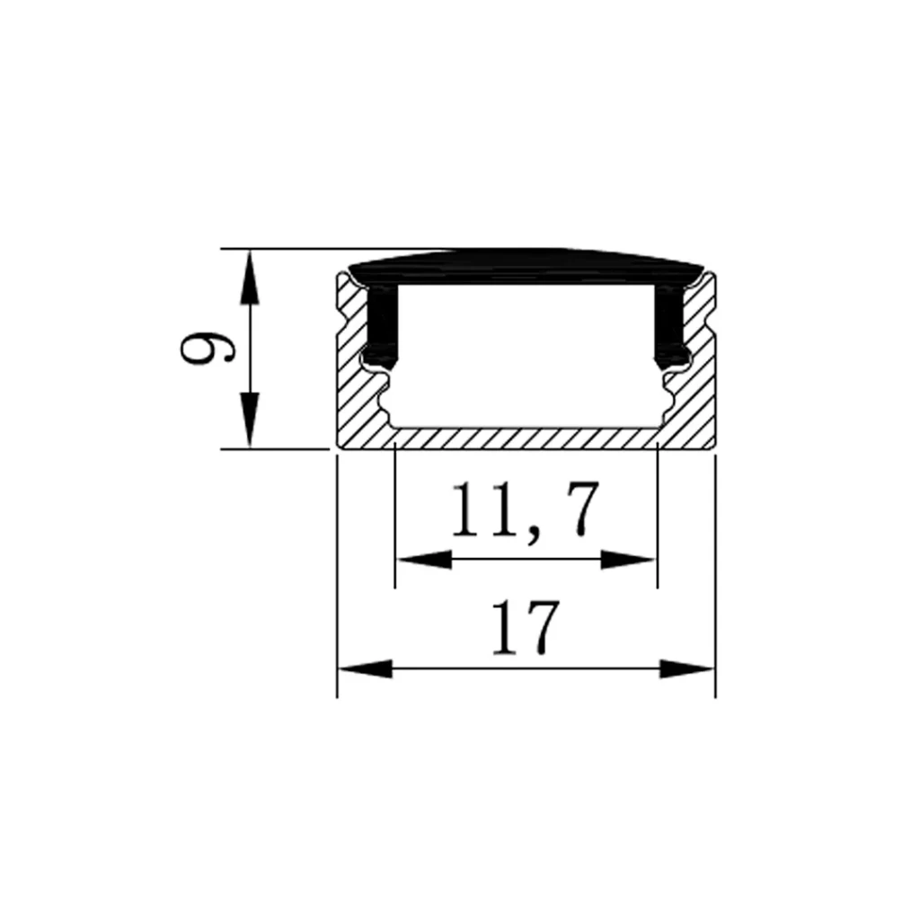 Алюминиевый профиль с крышкой 17 x 9 x 3000 мм elmos 2
