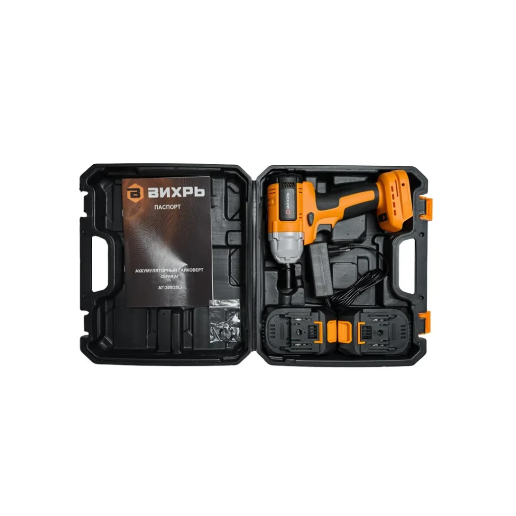 Аккумуляторный ударный гайковерт аг-300/20li 300 нм 2 x 2.0 ач (li-ion) 20 в 2500 об/мин вихрь 3