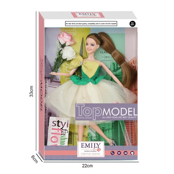 Păpușa emily "top model" cu accesorii și flori 4