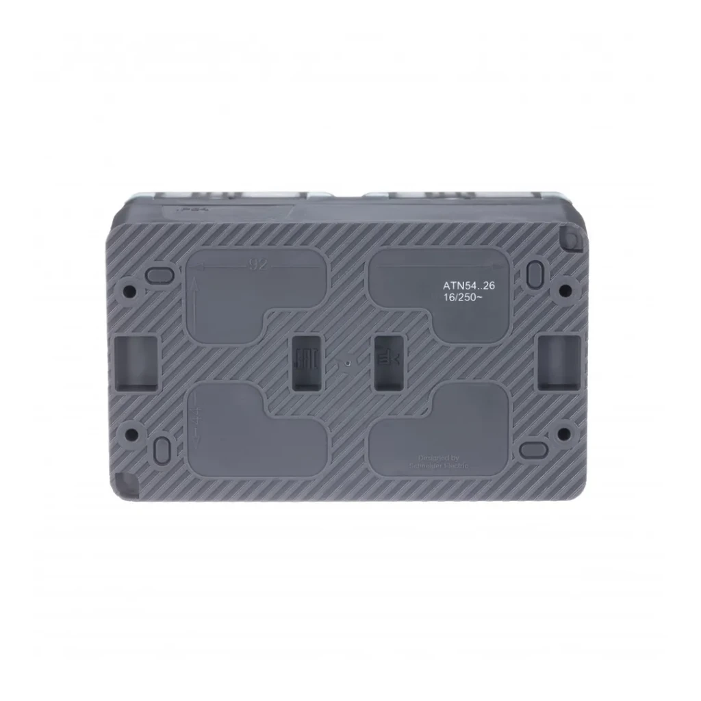 Întrerupător dublu + priză cu capac atlas design 16 a 220 - 240 v antracit systeme electric 2