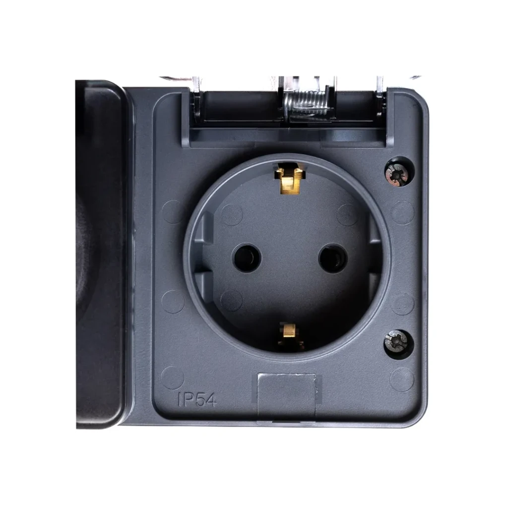 Двойная розетка с крышкой atlas design 16 a 220 - 240 в антрацит systeme electric 3