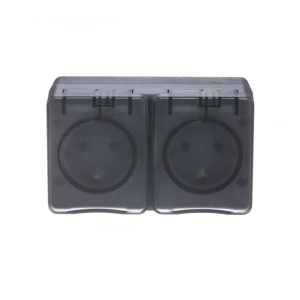 Priză dublă cu capac atlas design 16 a 220 - 240 v antracit systeme electric