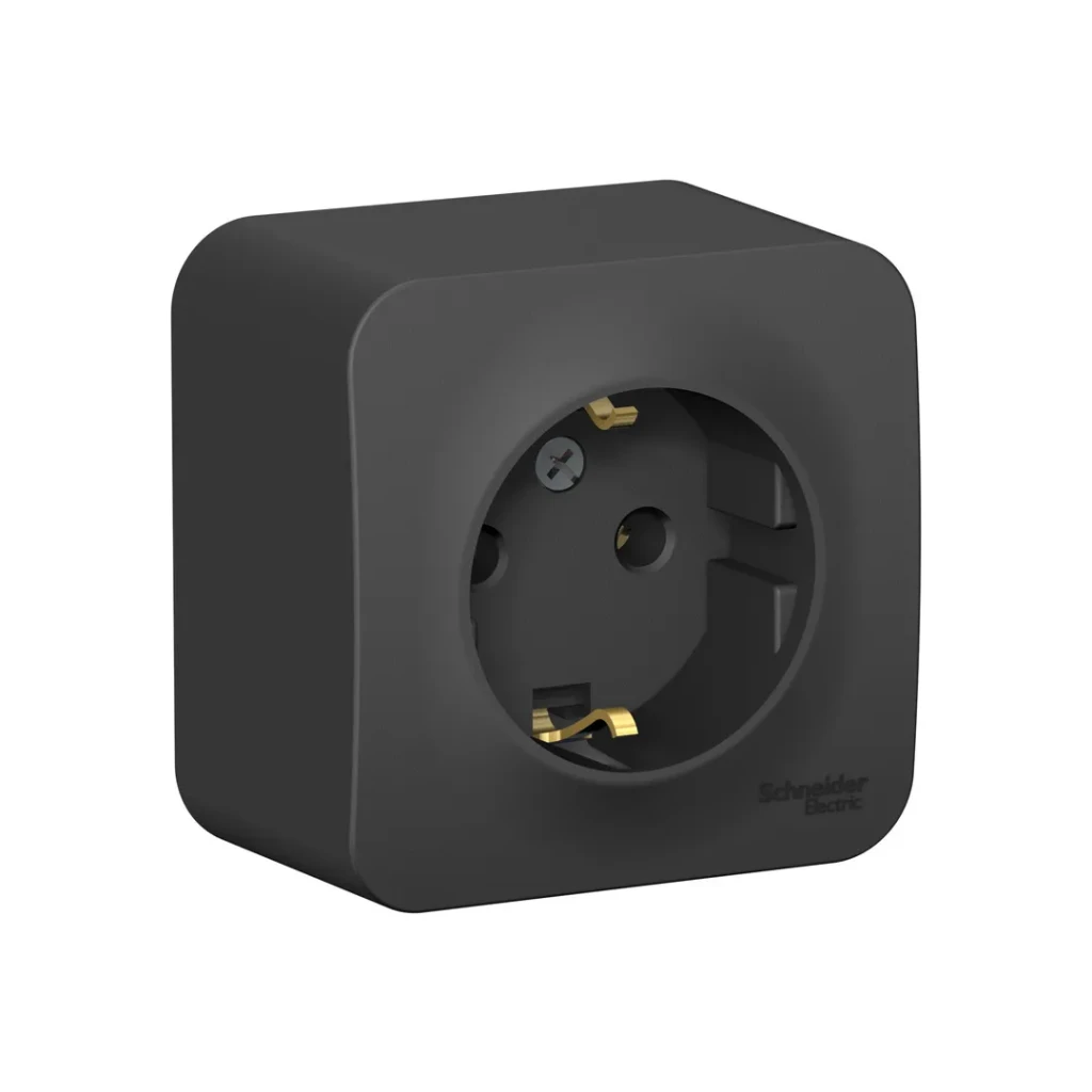 Priză cu împământare blanca 16 a 220 - 240 v antracit systeme electric 2