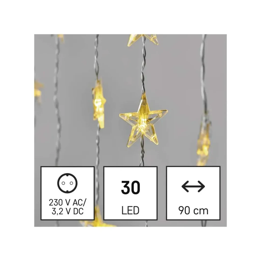 Ghirlandă "cortină-stele" 2.56 w 120 x 90 cm 3000 k 220 - 240 v ip44 led emos 2