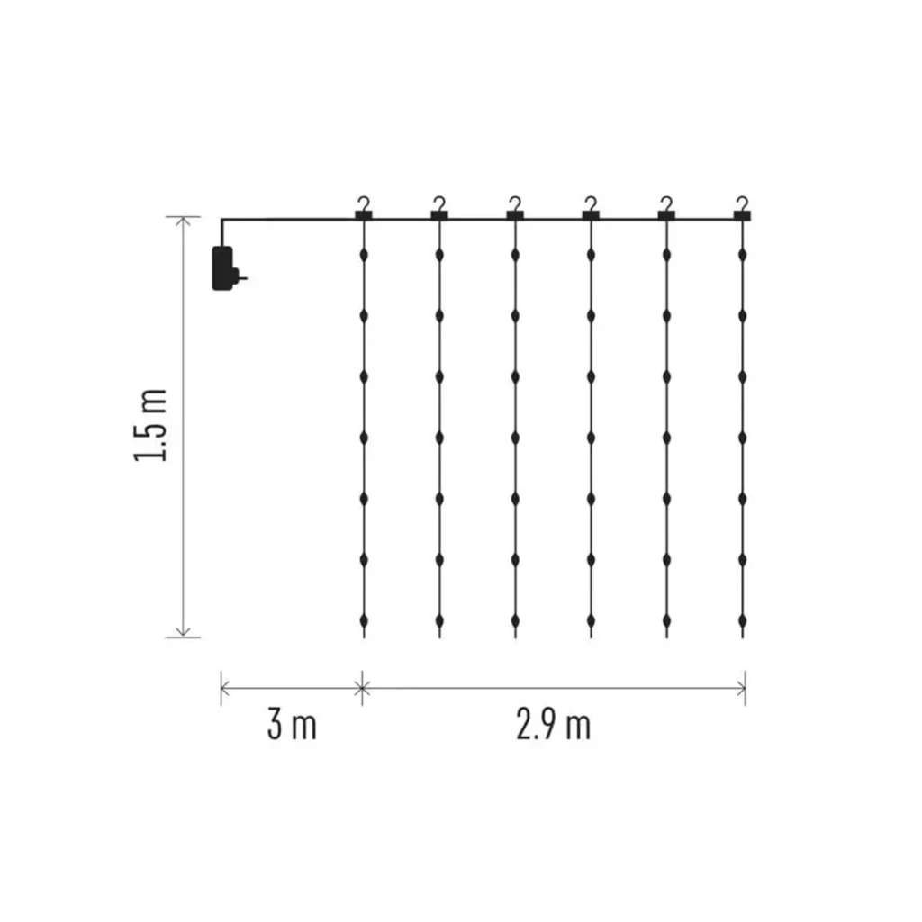 Ghirlandă "cortină-picături" 3.6 w 2.9 x 1.5 m 3000 k 220 - 240 v ip44 led emos 4