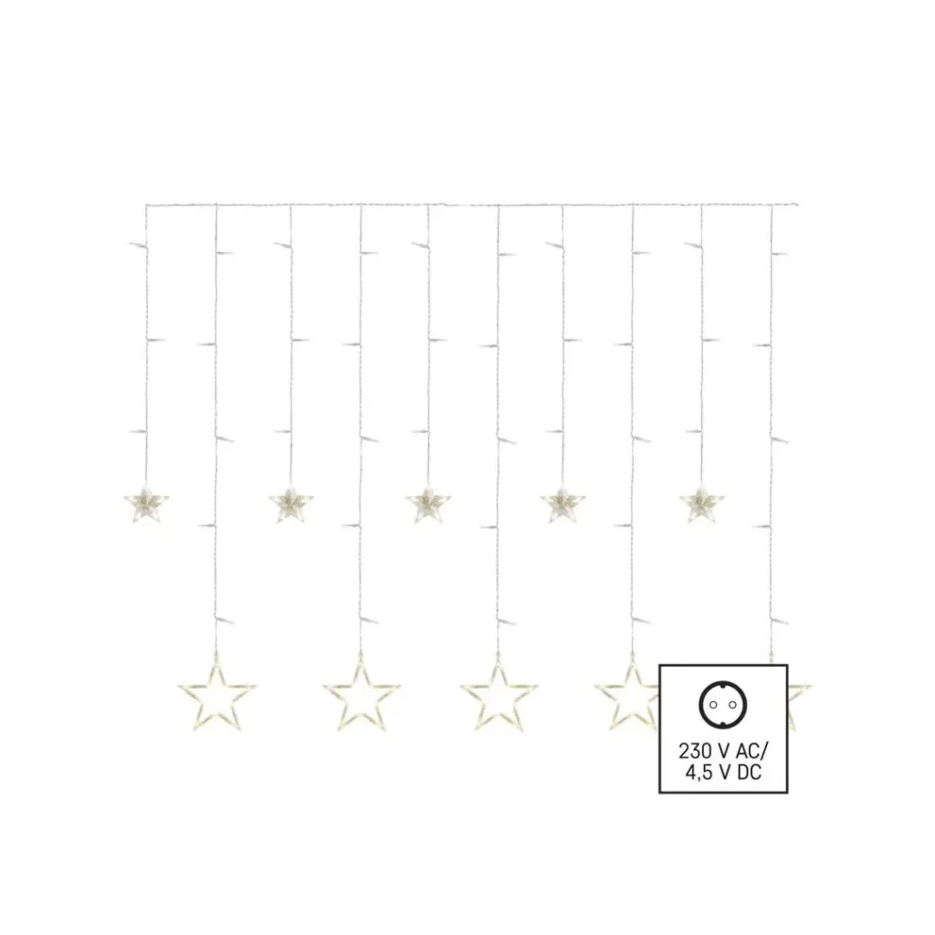 Ghirlandă "cortină-stele" 185 x 105 cm 3000 k 220 - 240 v ip44 led emos 2