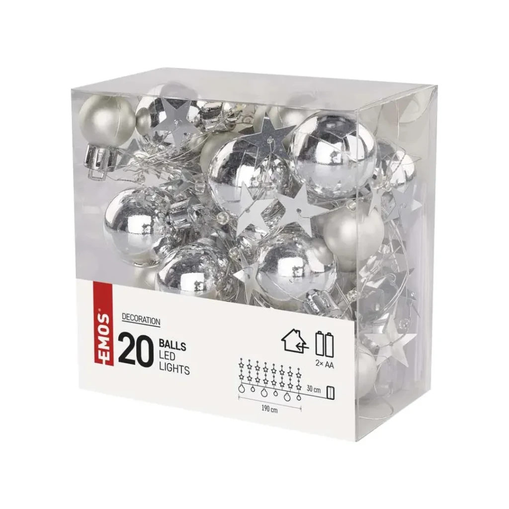 Гирлянда "шары-звезды" 190 см 3000 k 3 в dc ip20 led emos 2