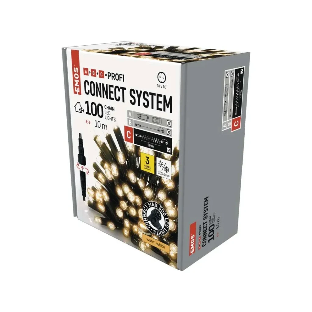 Гирлянда profi 6 вт 10 м 3000 k 30 в dc ip44 led emos 2