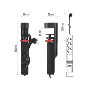 Prelungitor de birou cu împământare 3 prize + 2 usb a + 1 usb c 1.5 m 16 a emos Thumbnail 2