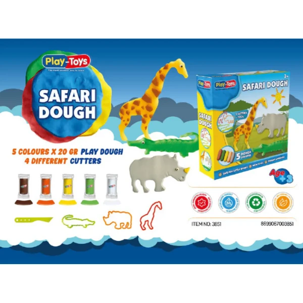 Set de modelare "safari" – 5 culori și forme de animale 5