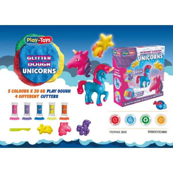 Set de modelare "unicorn strălucitor" – 5 culori și forme 5