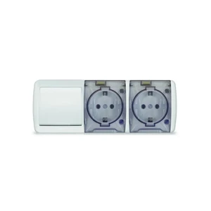 Priză dublă exterioară cu întrerupător 10/16 a 220 - 240 v alb/gri elmos