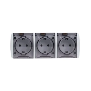 Priză triplă exterioară 16 a 220 - 240 v alb/gri elmos