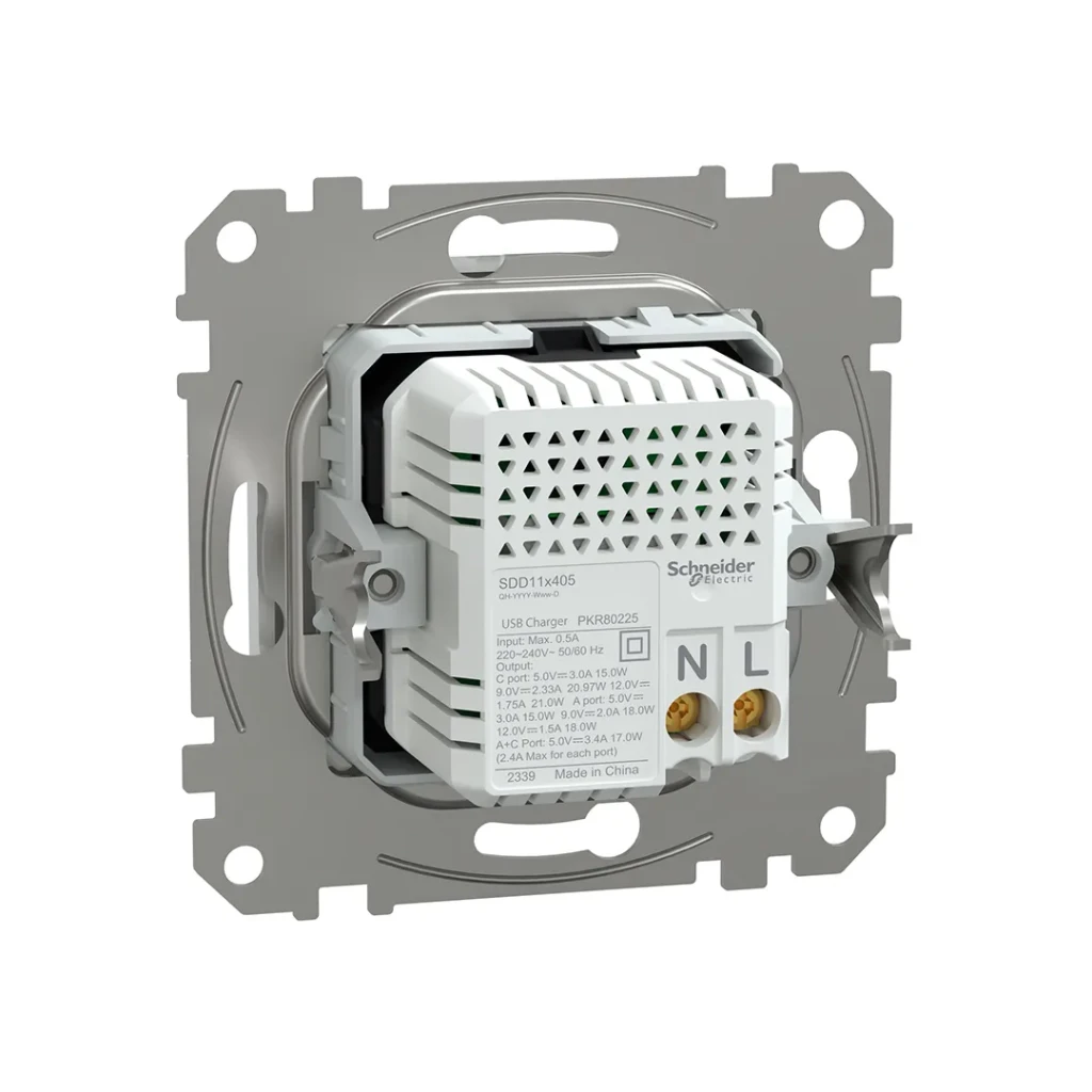 Priză dublă usb a + type c sedna new 3 a 220 - 240 v alb schneider-electric 2
