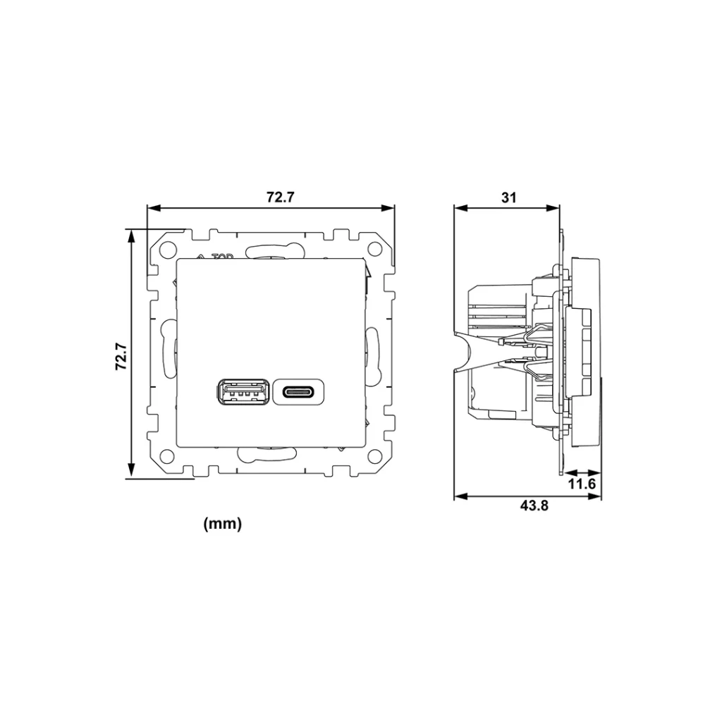 Priză dublă usb a + type c sedna new 3 a 220 - 240 v alb schneider-electric 5