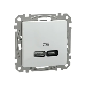 Двойная розетка usb a + type c sedna new 3 a 220 - 240 в белый schneider-electric