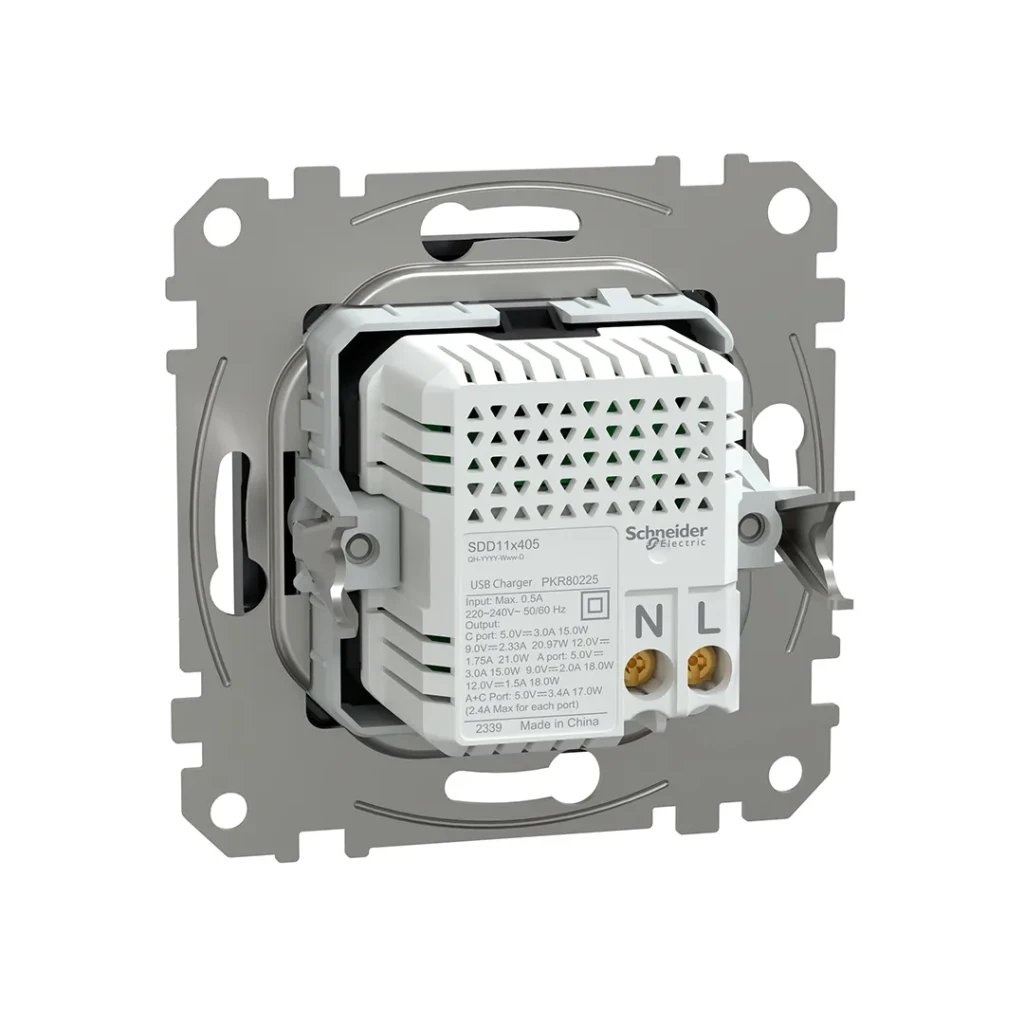 Двойная розетка usb a + type c sedna new 3 a 220 - 240 в антрацит schneider-electric 2