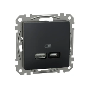 Двойная розетка usb a + type c sedna new 3 a 220 - 240 в антрацит schneider-electric