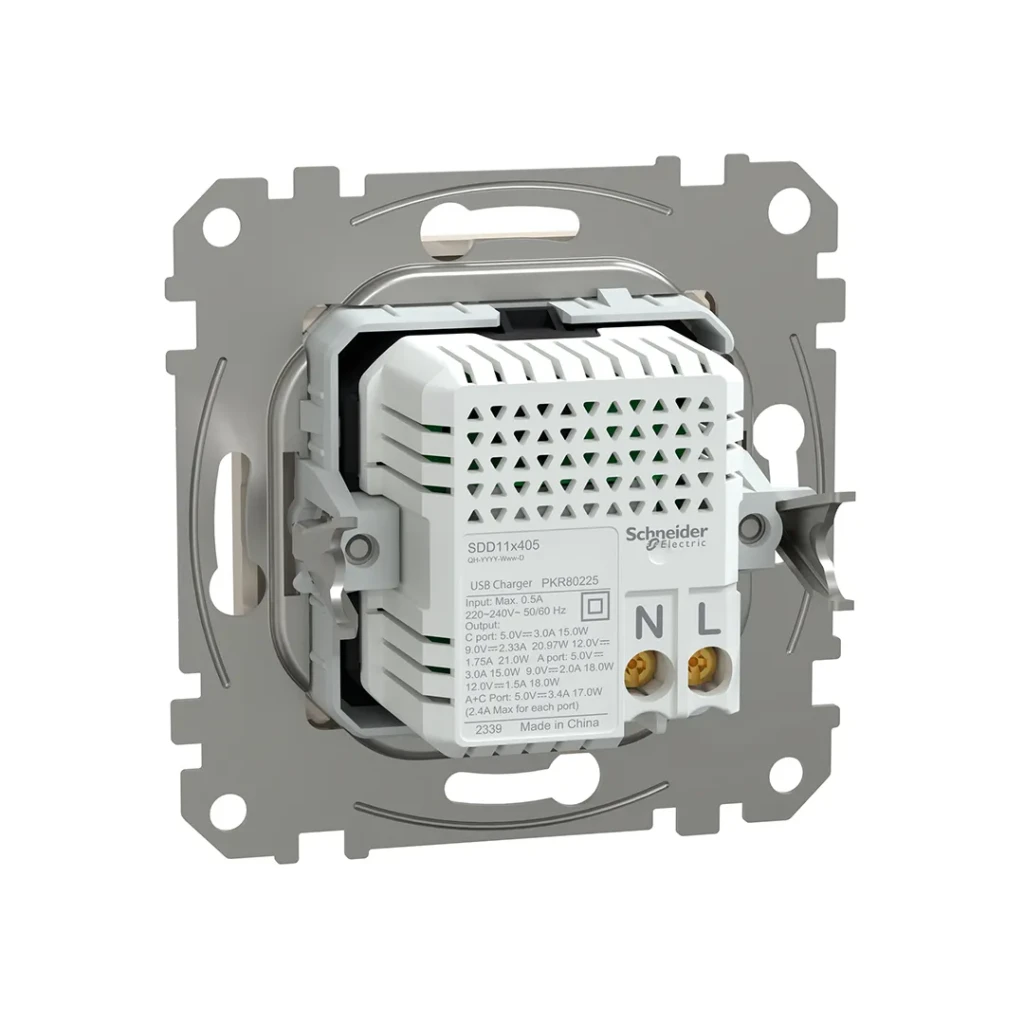 Двойная розетка usb a + type c sedna new 3 a 220 - 240 в бежевый schneider-electric 2