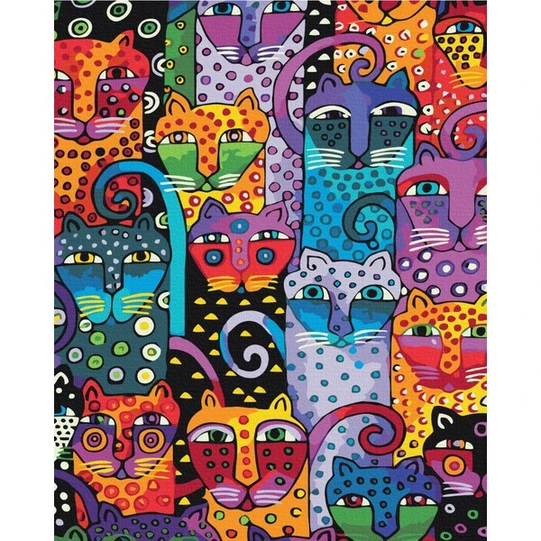 Pictură pe numere 40x50 cm (în cutie)  –  pisici multicolore 3