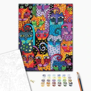 Pictură pe numere 40x50 cm (în cutie)  –  pisici multicolore Thumbnail 2