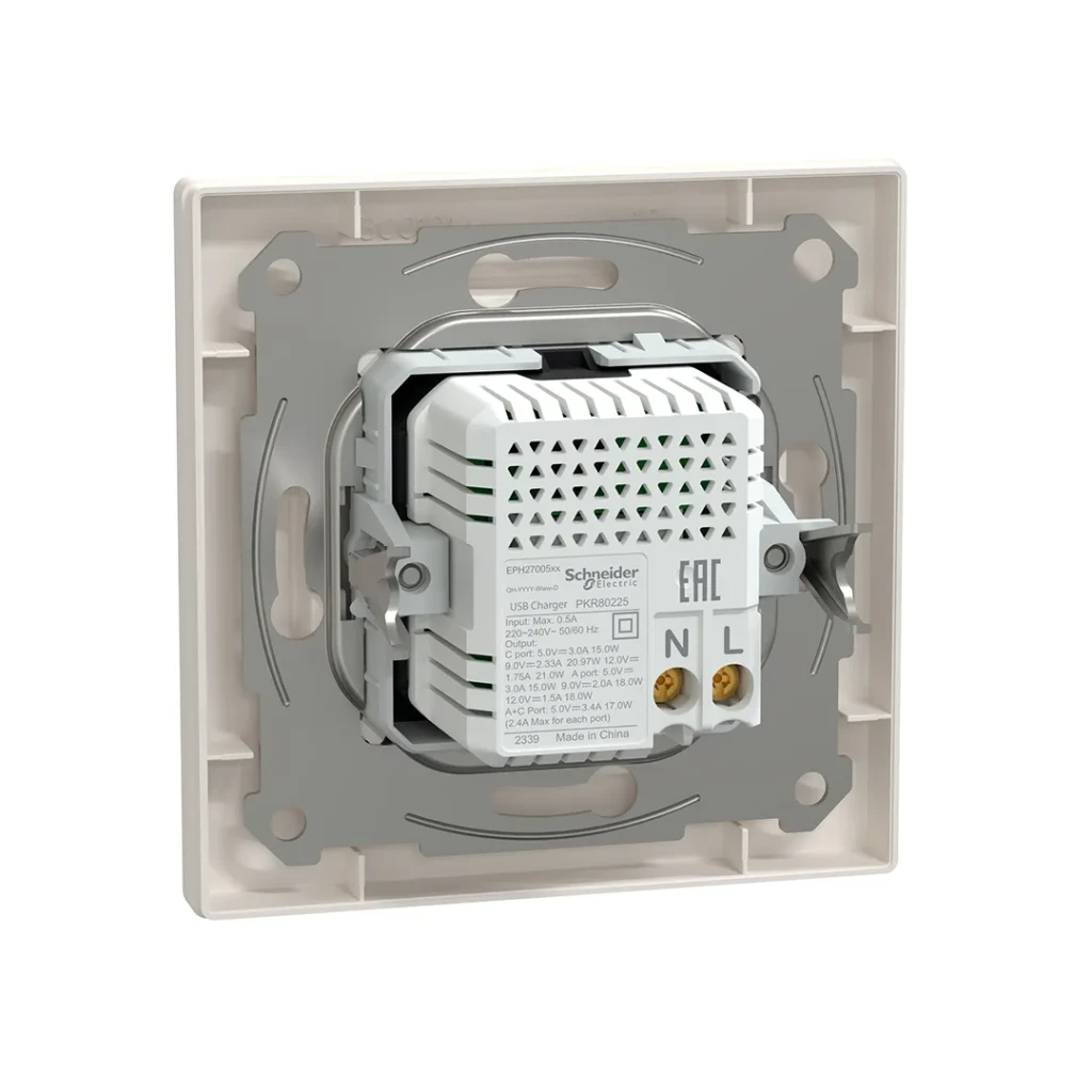 Priză dublă usb a + type c asfora 3 a 220 - 240 v bej schneider-electric 2