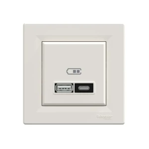 Priză dublă usb a + type c asfora 3 a 220 - 240 v bej schneider-electric