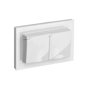 Priză dublă cu capac brite 16 a 220 - 240 v alb iek