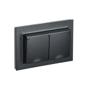 Двойная розетка с крышкой brite 16 a 220 - 240 в чёрный iek
