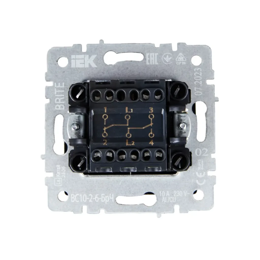 Переключатель двойной проходной brite 10 a 220 - 240 в чёрный iek 2