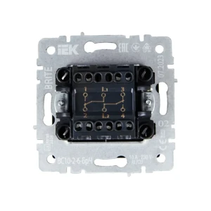 Переключатель двойной проходной brite 10 a 220 - 240 в чёрный iek Thumbnail 2